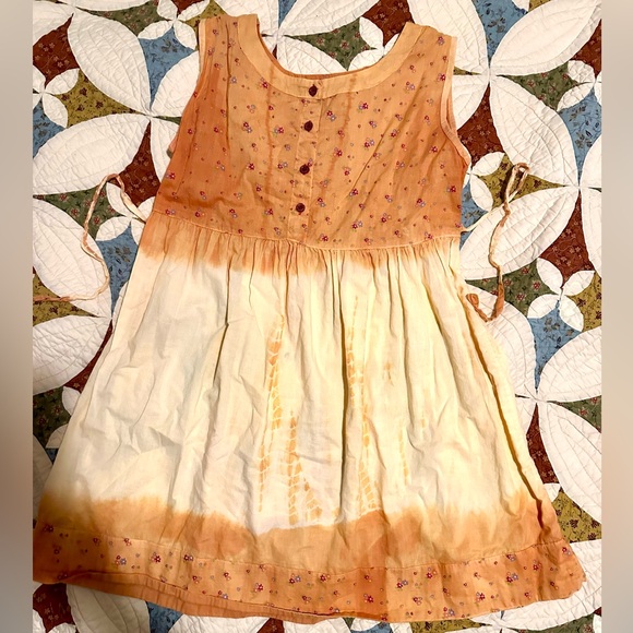 Boho 70s inspired orange and yellow floral tie-dye dress. Brand Gypsy Rose - Picture 1 of 5